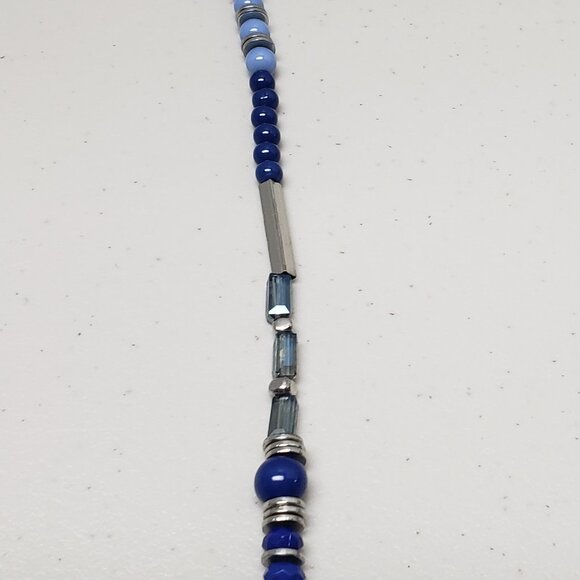 Necklace (Blue & Silver Beads) - Picture 3 of 4